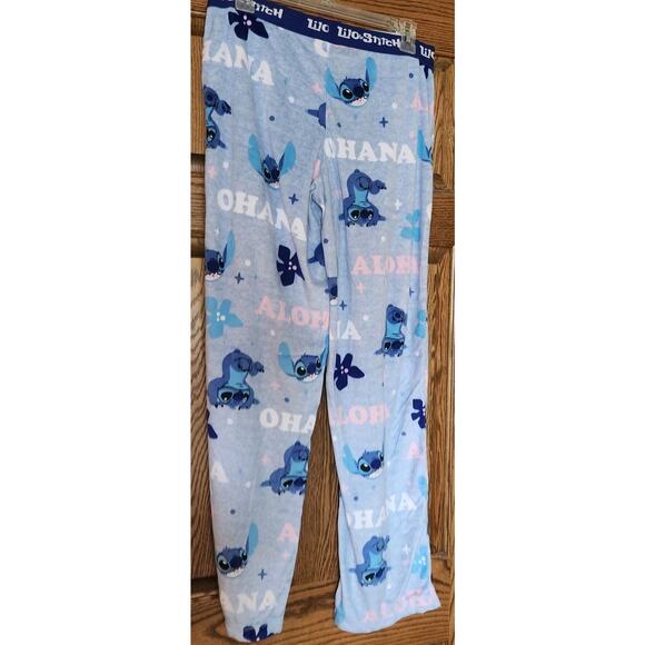 Disney Stitch Pajama Pants Soft Flannel Blue Aloha Size Small - Picture 4 of 7